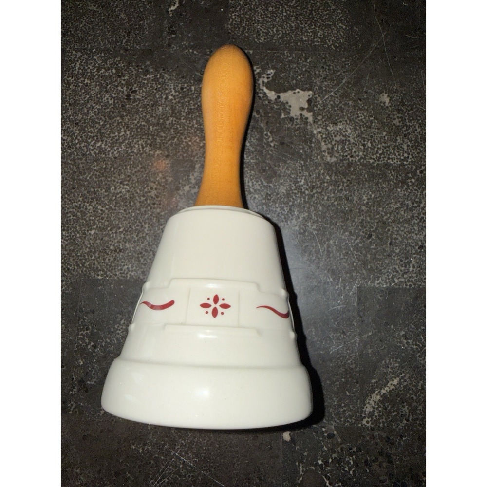 Longaberger Pottery Woven Traditions Paprika Wooden Handle Dinner Bell NO Chips